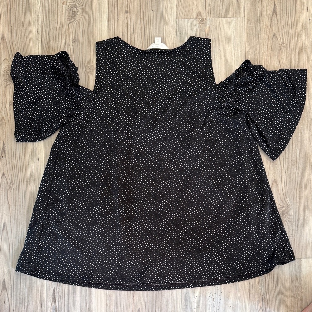 LC Lauren Conrad Black and White Polka‎ Dot Blouse - Picture 6 of 9